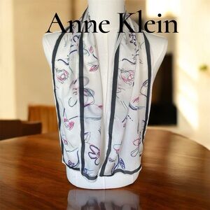 Anne Klein Abstract Print Silk Scarf – Black & White – Made in Japan